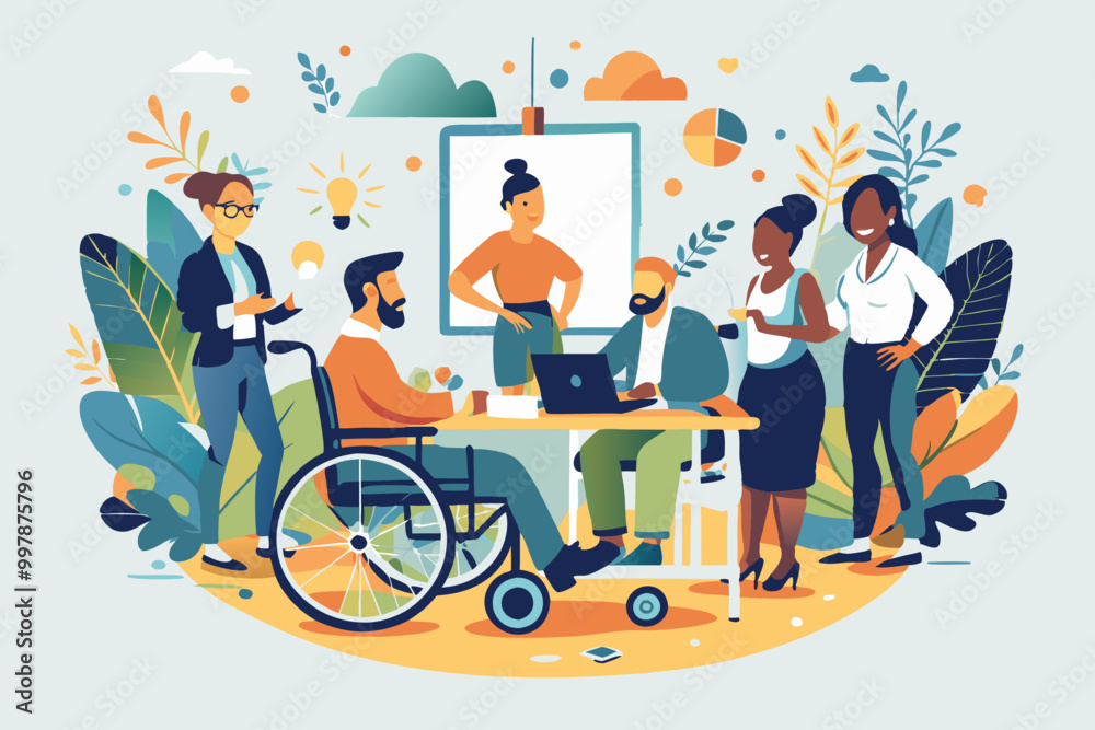 Diverse Team Collaboration in Modern Workplace Setting