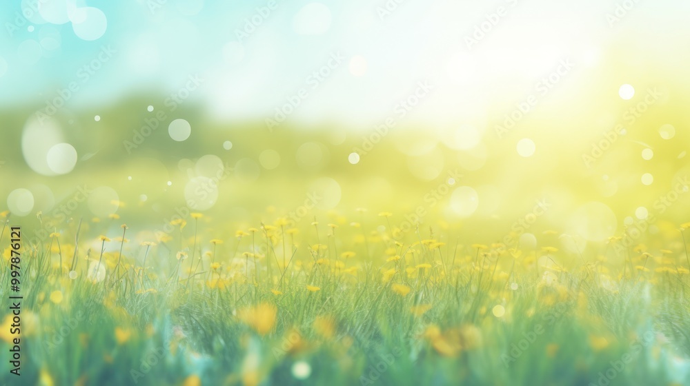 Fototapeta premium Sunlit Meadow with Dandelion Blooms