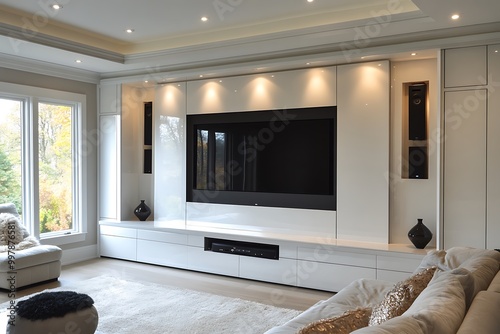 modern living room with media wall