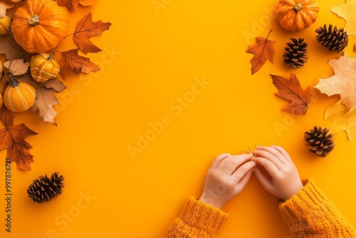 Thanksgiving children s craft activity flat design, top view, educational theme, animation, vivid photo