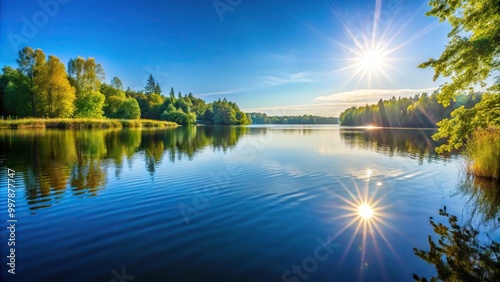 Eye Level Afternoon Lake with sunshine glinting off the water