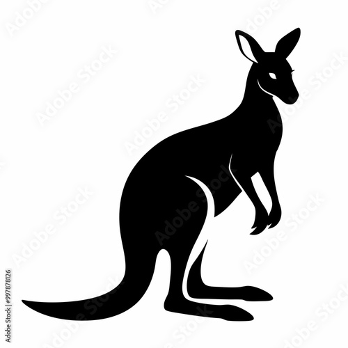 kangaroo silhouette vector illustration on a white background