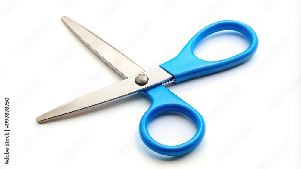 Eye level blue scissors isolated on white background with clipping path Eye level blue scissors isolated on white background with clipping path