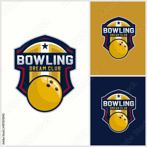 professional bowling club badge logo design