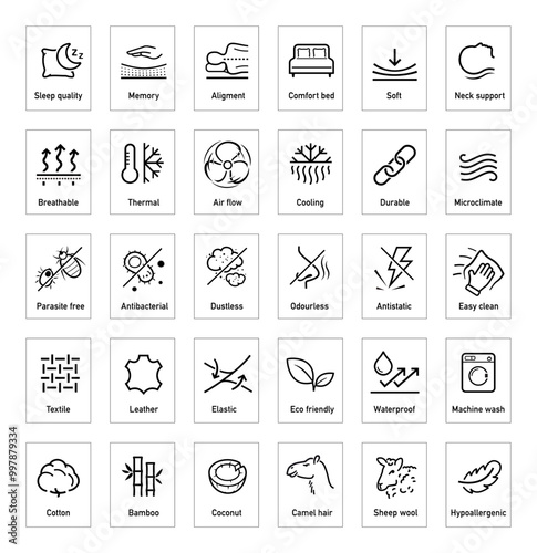 Latex material icon set. The outline icons are well scalable and editable. Contrasting elements are good for different backgrounds. EPS10.	