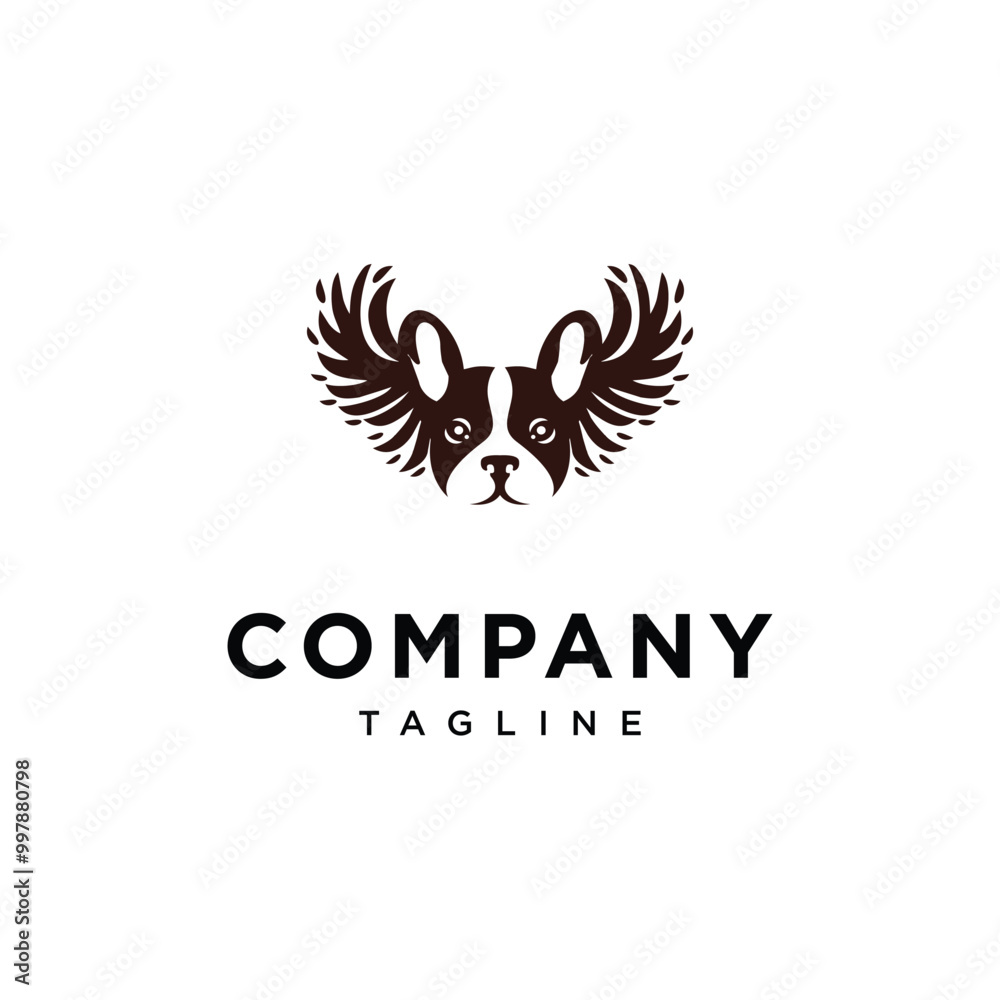 Franchie Dog Angel wings logo icon vector