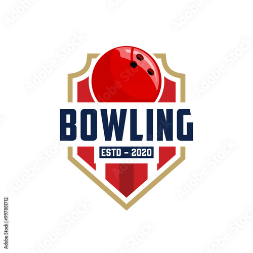 professional bowling club badge logo design
