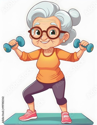Oma, die Fitness Übungen macht