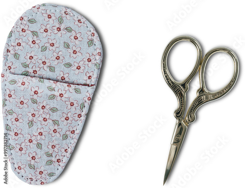 Vintage Scissors with Floral Case
