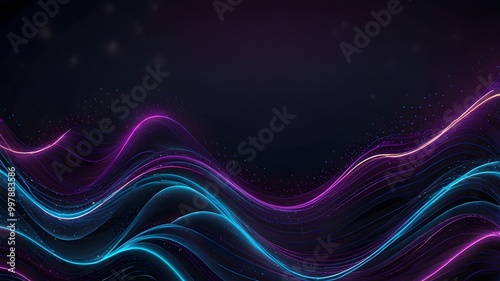 Blue and Purple Neon Light Liquid Wave Art