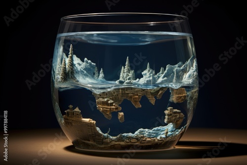 monuments of the world sea in a glass of water