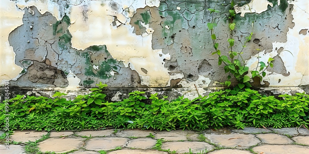 Naklejka premium stone wall with moss
