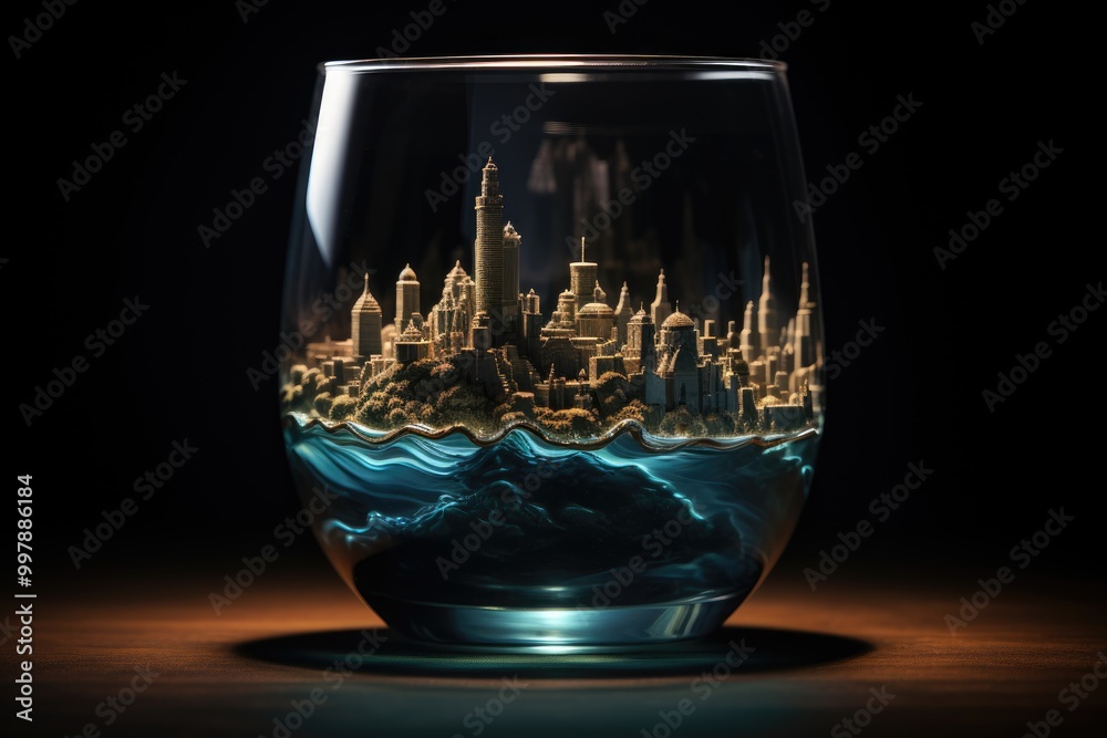 monuments of the world sea in a glass of water monuments of the world sea in a glass of water