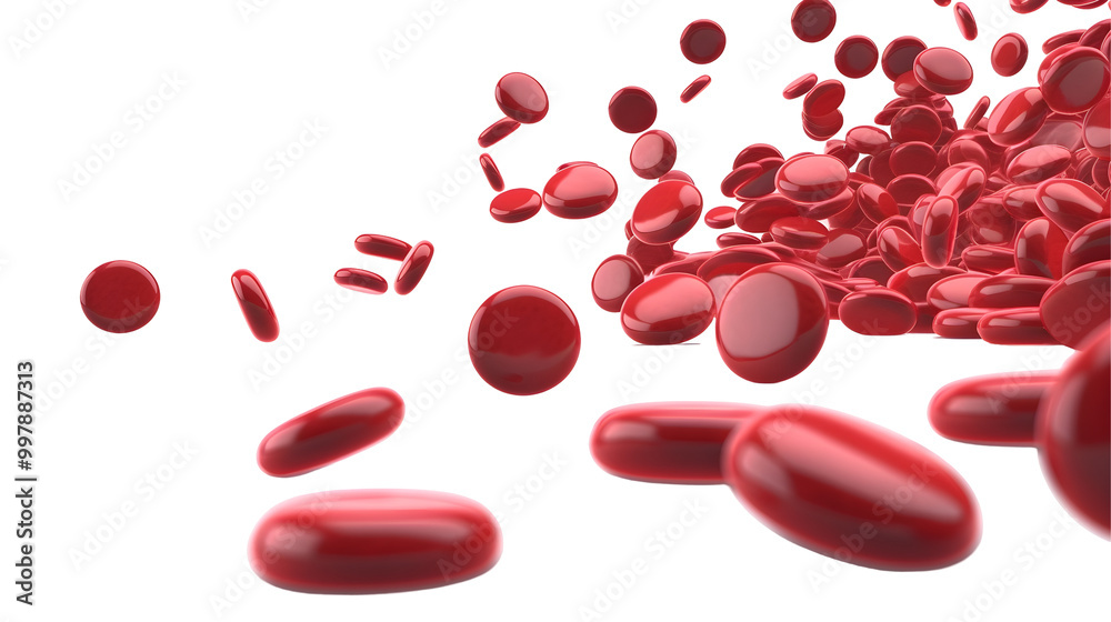 Realistic Render of Floating Red Blood Cells on a Transparent Background, Illustrating Hematology and Human Circulation in Medical and Scientific Contexts Realistic Render of Floating Red Blood Cells on a Transparent Background, Illustrating Hematology and Human Circulation in Medical and Scientific Contexts