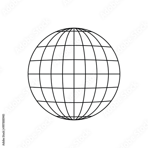 Customizable Wireframe Globe Icon - Editable Stroke and Color