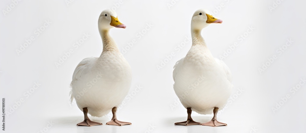 Fototapeta premium Two White Ducks Facing Each Other