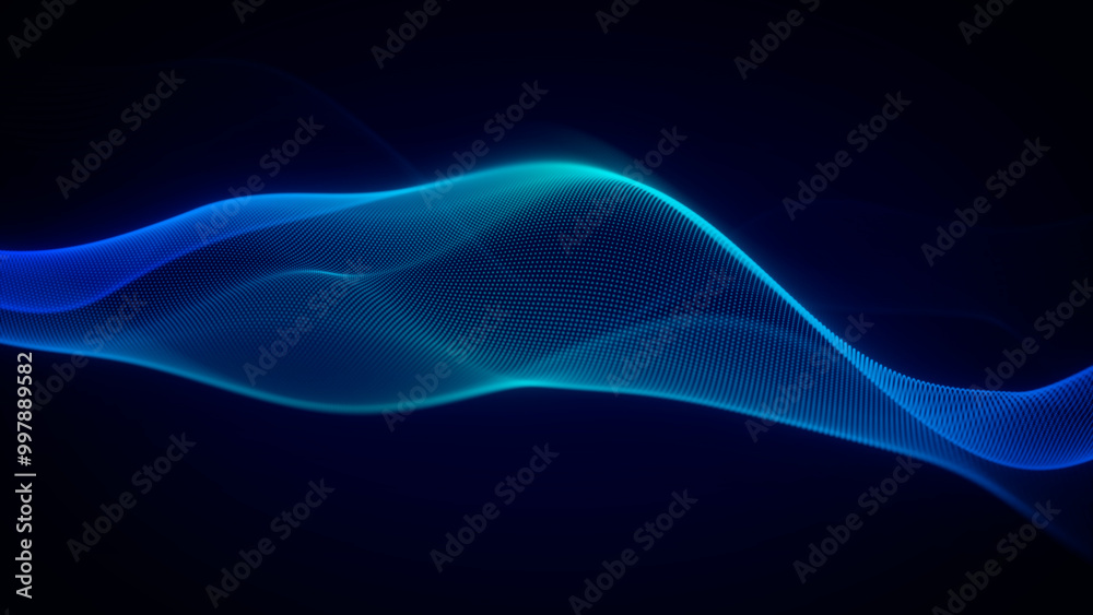 Fototapeta premium Futuristic Technology Glowing Blue Wave on Dark Background