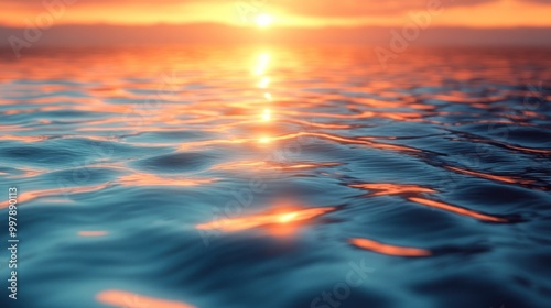 Serene sunset over water, reflecting vibrant colors and tranquility.