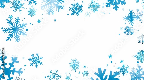  Festive Christmas background featuring blue snowflakes on pristine white, simple vector illustration.perfect for Christmas and seasonal designs, holiday cards, and winter-themed marketing materials. 