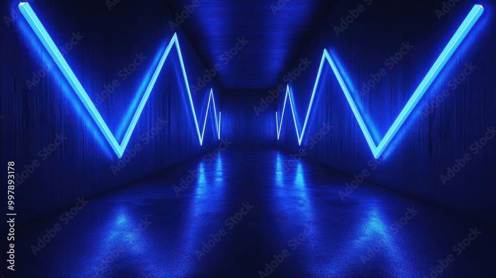 Blue arrows in a dark room, suitable for business concepts Blue arrows in a dark room, suitable for business concepts