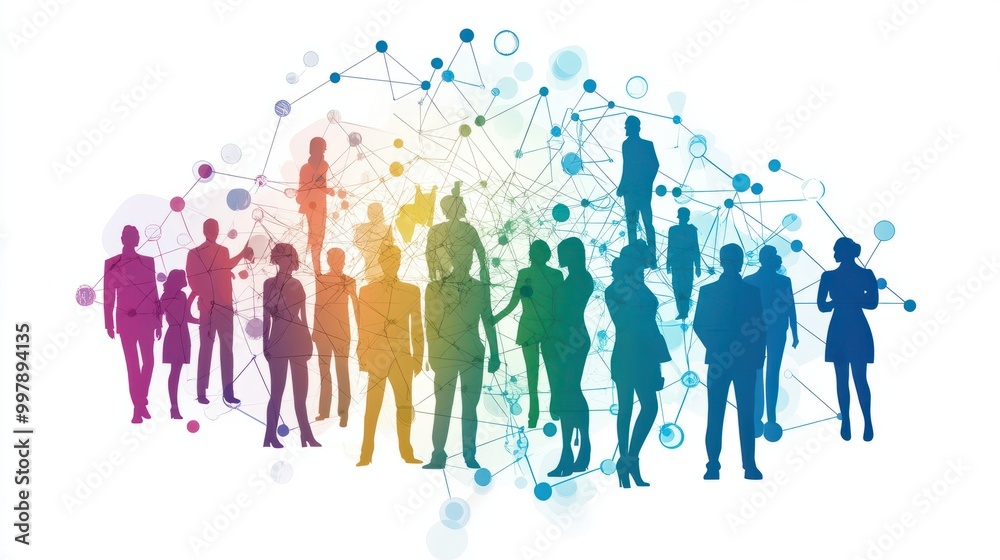 connecting people icon business network logo social networking communication infographic abstract diversity people silhouette illustration connecting people icon business network logo social networking communication infographic abstract diversity people silhouette illustration