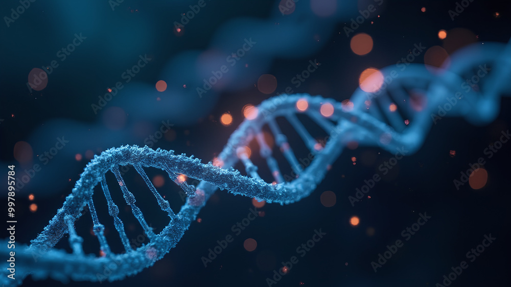 Digital representation of dna strands with glowing nodes symbolizing genetic biomarkers and molecular biology Digital representation of dna strands with glowing nodes symbolizing genetic biomarkers and molecular biology