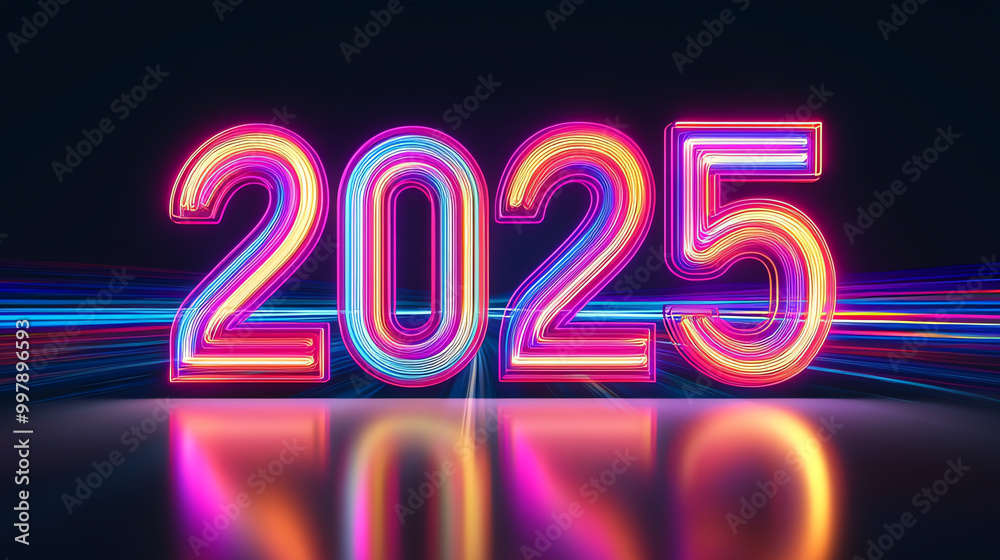 2025 neon light, AI generated 2025 neon light, AI generated