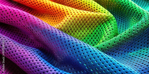 Colorful sports mesh fabric texture for activewear, athletic gear, and breathable clothing designs photo