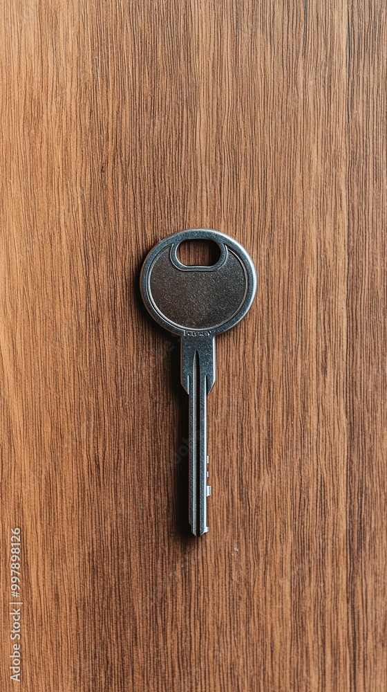 A key unlocking a door labeled 'career', dark wood and metallic tones, minimalistic style, realistic, medium shot with open space for text at the bottom. A key unlocking a door labeled 'career', dark wood and metallic tones, minimalistic style, realistic, medium shot with open space for text at the bottom.