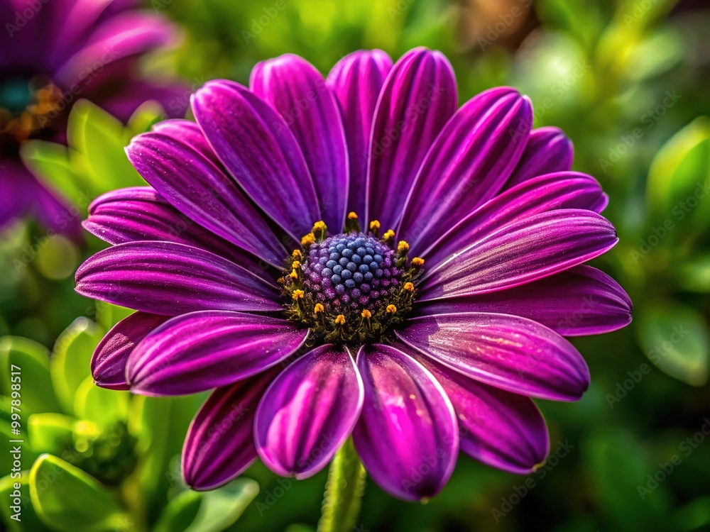 Dark Purple Daisy Flower Blooming in Nature with Rich Color and Delicate Petals Close-Up Photography Dark Purple Daisy Flower Blooming in Nature with Rich Color and Delicate Petals Close-Up Photography