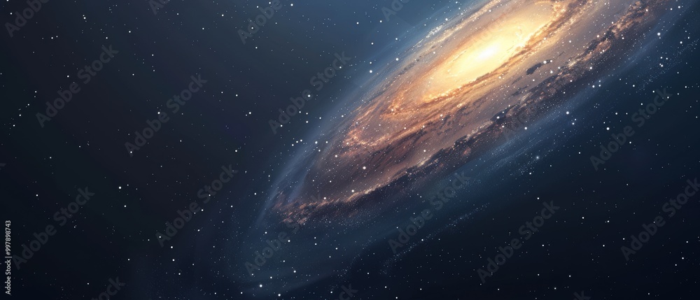 Fototapeta premium A spiral galaxy with a yellow star in the center