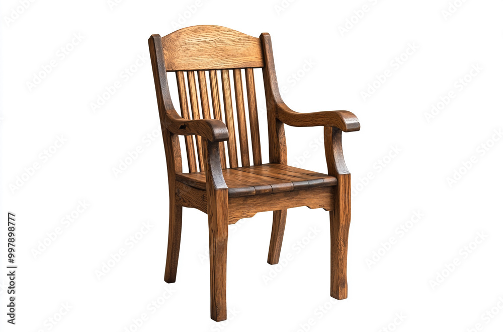 The Amish solid oak dining chair with armrests has an attractive and warm finish