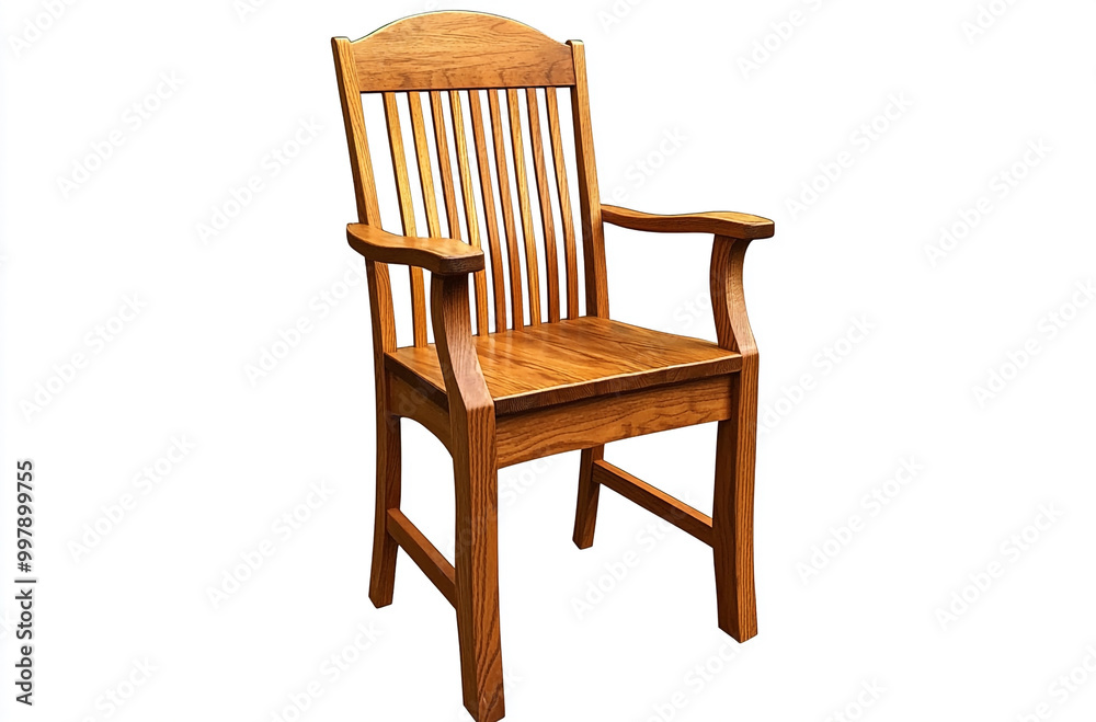 The Amish solid oak dining chair with armrests has an attractive and warm finish The Amish solid oak dining chair with armrests has an attractive and warm finish