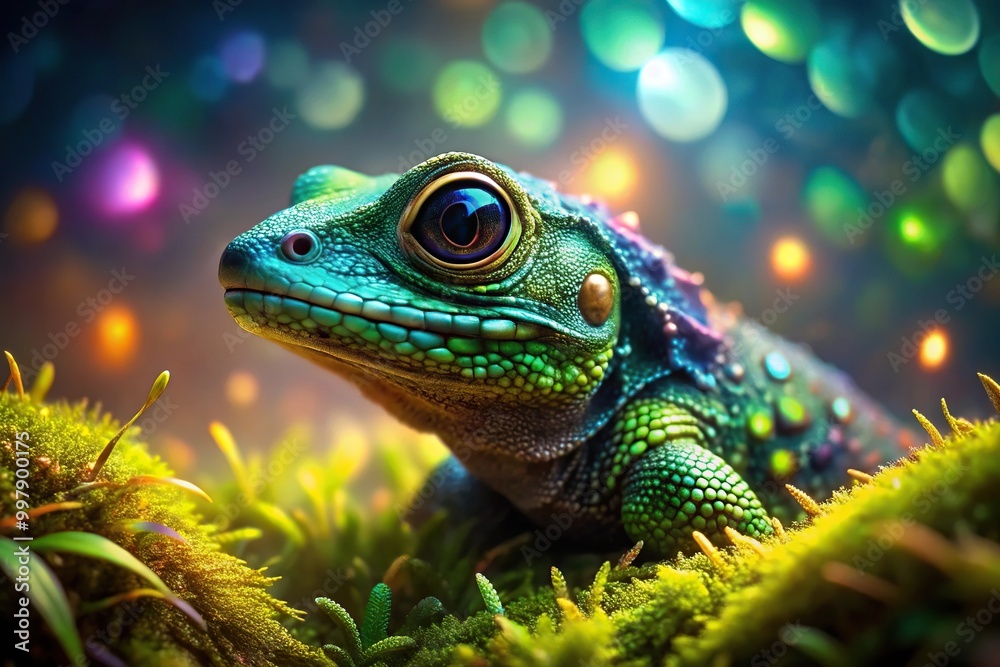 Obraz premium Fantastical creature emerging from green moss