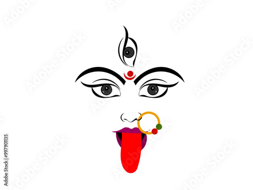 Tablou pe pânză Goddess Mahakali Face - Kali Puja, Mahakali Puja
