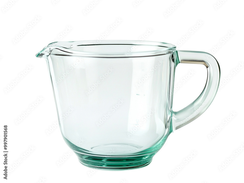 A modern glass measuring jug with clear markings, isolated on transparent. A modern glass measuring jug with clear markings, isolated on transparent.