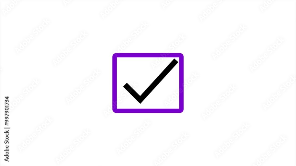 Animation of check mark square, simple check box, tick, sign.on white background. Animation of check mark square, simple check box, tick, sign.on white background.