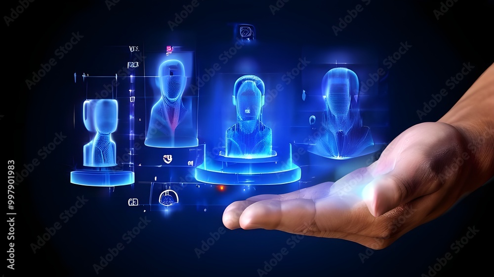 Hand Holding a Futuristic Holographic Patient Chart with Advanced Medical Data in a Digital Healthcare Environment Hand Holding a Futuristic Holographic Patient Chart with Advanced Medical Data in a Digital Healthcare Environment
