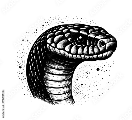 black mamba snake hand drawn vector graphic asset	