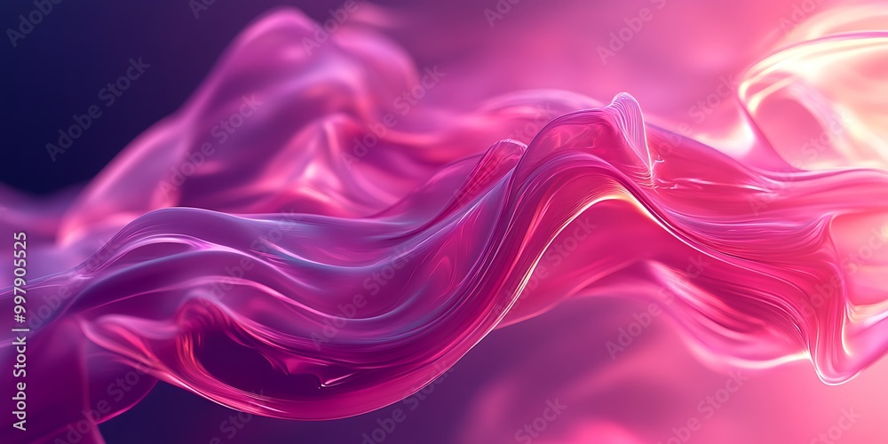 Obraz premium Abstract flowing waves in vibrant pink and purple hues.