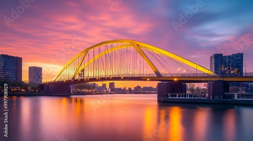 Rotterdam Luchtsingel Bridge at Sunset - Netherlands photo