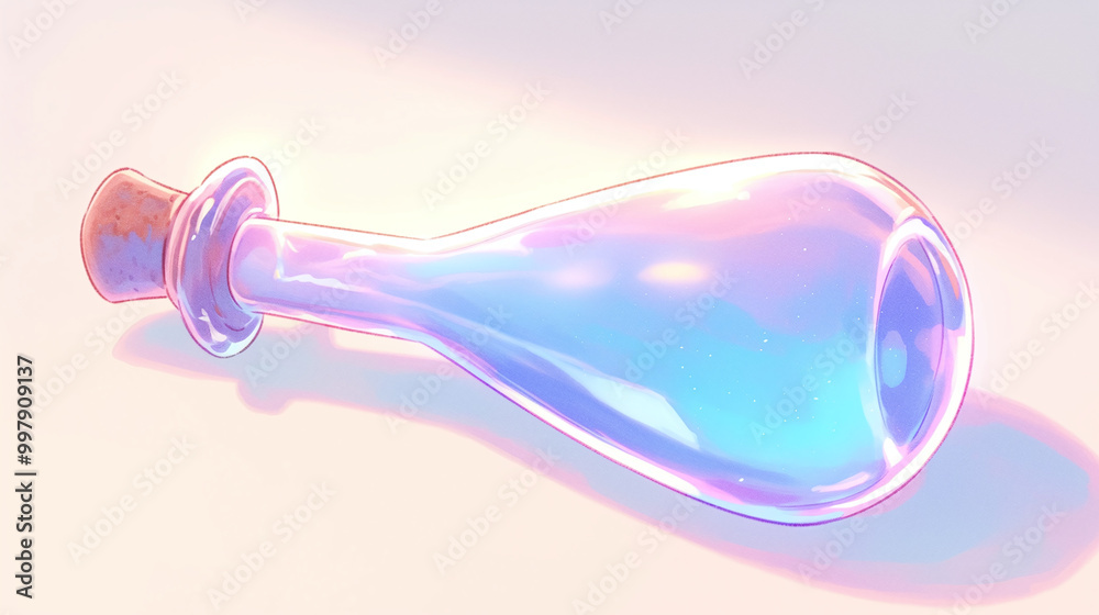 Iridescent Glass Potion Bottle with Cork