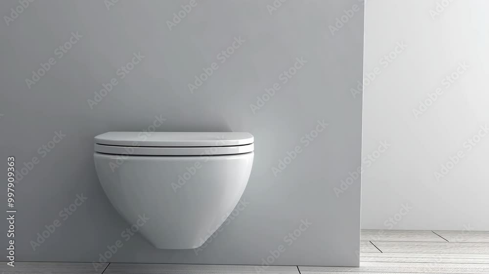A white toilet is mounted on a wall in a modern bathroom A white toilet is mounted on a wall in a modern bathroom