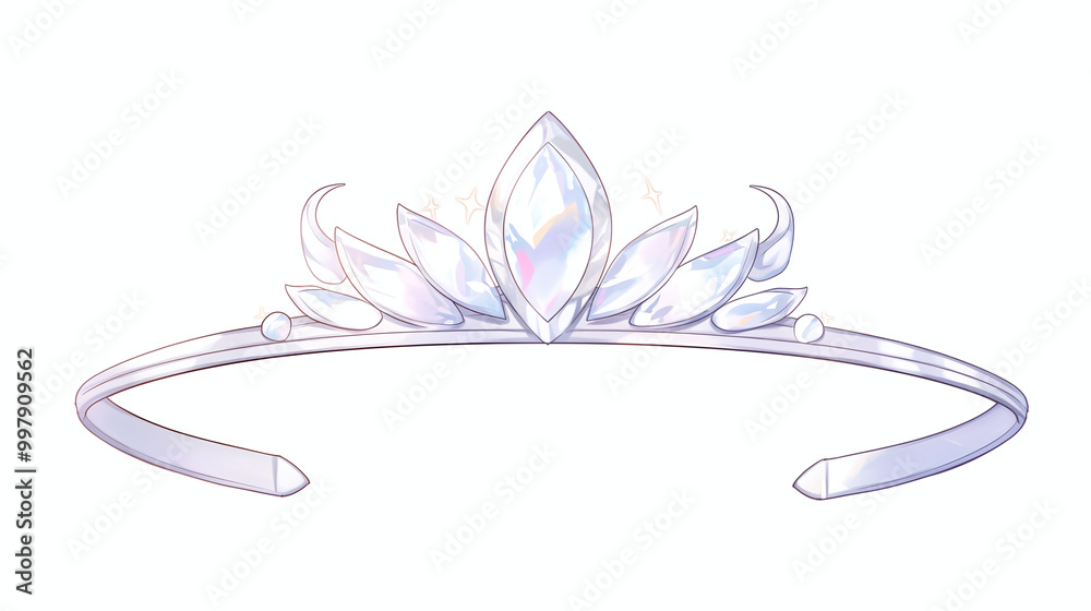 Silver Diamond Crown Illustration - Royalty Symbol Silver Diamond Crown Illustration - Royalty Symbol