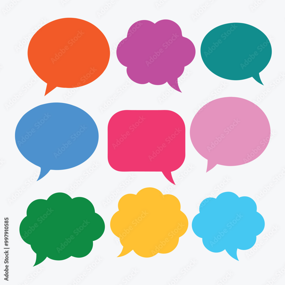 Flat color blank comic speech bubbles bundle set, perfect for creative comic and design projects. Flat color blank comic speech bubbles bundle set, perfect for creative comic and design projects.
