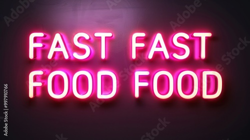 A neon sign that says fast food photo