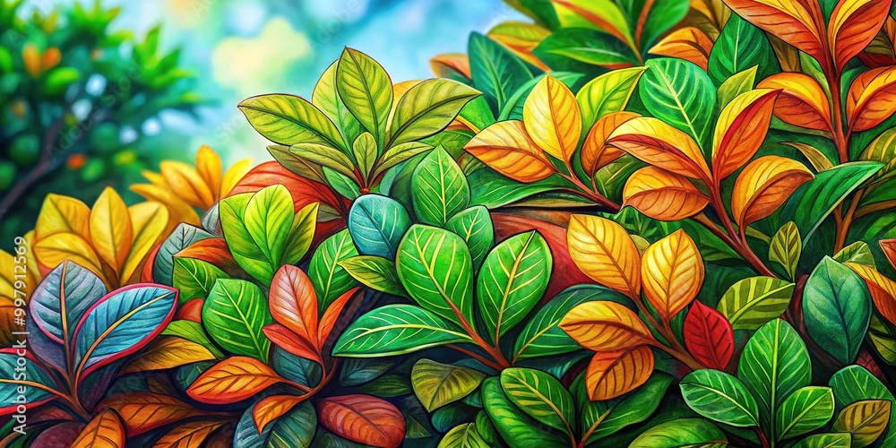 Fototapeta premium Intricate Hand-Drawn Bush Illustration in Natural Style with Detailed Leaves and Organic Shapes