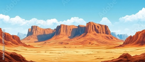 Red Desert Canyons and Sandstone Mountains - Wild West Landscape