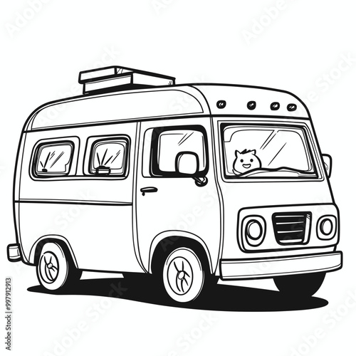 Cute Kawaii bus Coloring Pages Kids