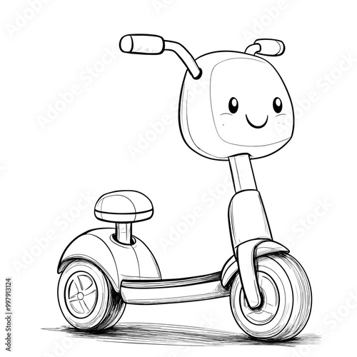 Cute Kawaii scooter Coloring Pages Kids